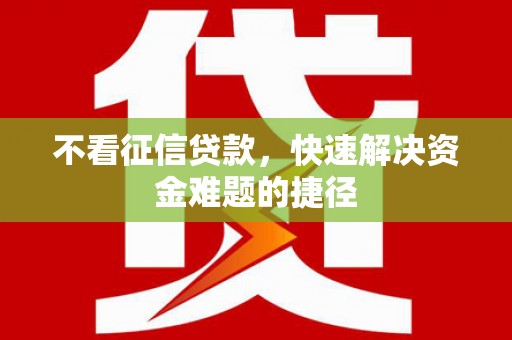 贞丰不看征信贷款，快速解决资金难题的捷径