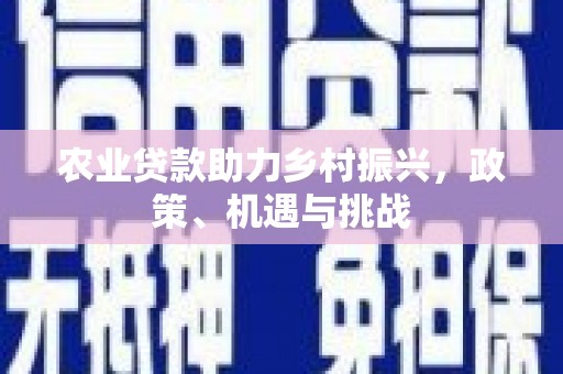 贞丰农业贷款助力乡村振兴，政策、机遇与挑战