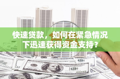贞丰快速贷款，如何在紧急情况下迅速获得资金支持？
