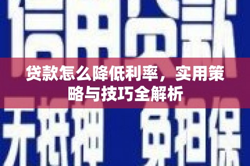 贞丰贷款怎么降低利率，实用策略与技巧全解析