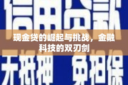 贞丰现金贷的崛起与挑战，金融科技的双刃剑