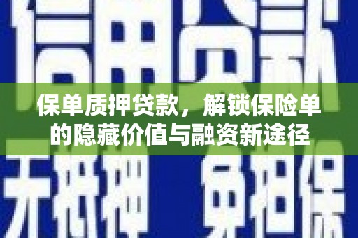 贞丰保单质押贷款，解锁保险单的隐藏价值与融资新途径