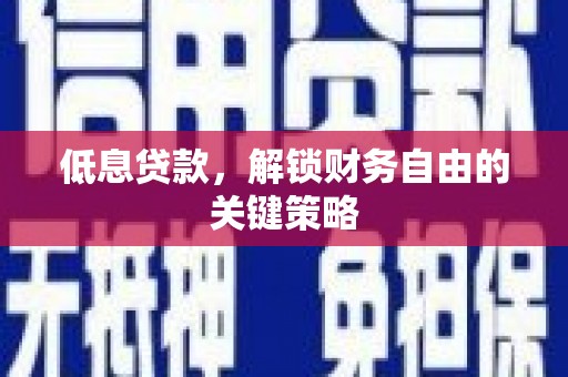 贞丰低息贷款，解锁财务自由的关键策略
