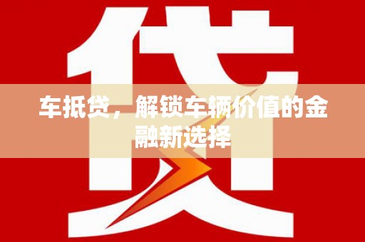 贞丰车抵贷，解锁车辆价值的金融新选择