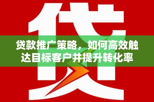 贞丰贷款推广策略，如何高效触达目标客户并提升转化率