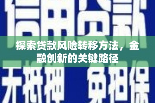 贞丰探索贷款风险转移方法，金融创新的关键路径