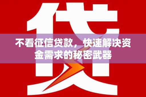 贞丰不看征信贷款，快速解决资金需求的秘密武器