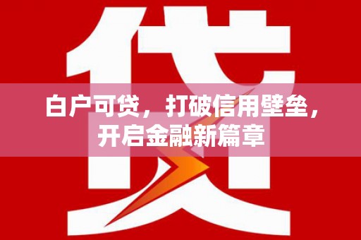 贞丰白户可贷，打破信用壁垒，开启金融新篇章