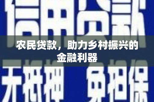 贞丰农民贷款，助力乡村振兴的金融利器
