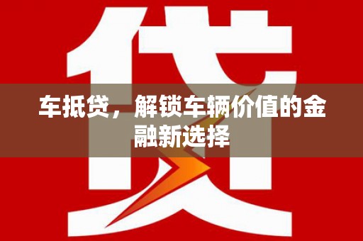 贞丰车抵贷，解锁车辆价值的金融新选择