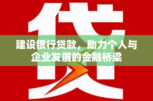 贞丰建设银行贷款，助力个人与企业发展的金融桥梁