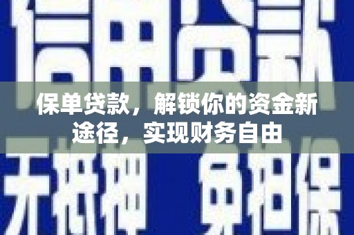 贞丰保单贷款，解锁你的资金新途径，实现财务自由