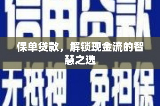 贞丰保单贷款，解锁现金流的智慧之选
