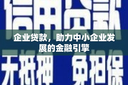 贞丰企业贷款，助力中小企业发展的金融引擎