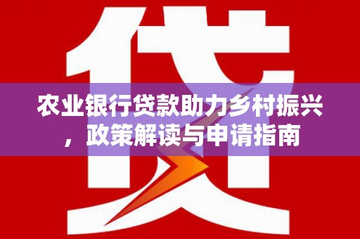 贞丰农业银行贷款助力乡村振兴，政策解读与申请指南