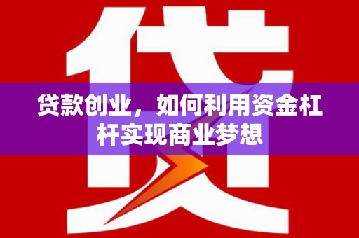 贞丰贷款创业，如何利用资金杠杆实现商业梦想
