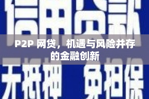 贞丰P2P 网贷，机遇与风险并存的金融创新