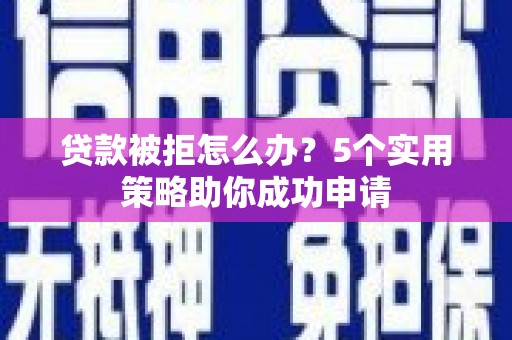 贞丰贷款被拒怎么办？5个实用策略助你成功申请