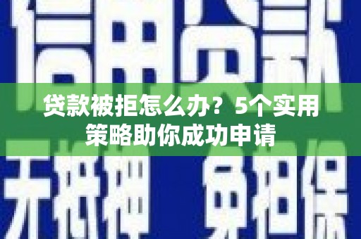 贞丰贷款被拒怎么办？5个实用策略助你成功申请
