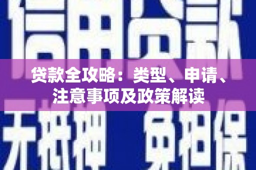 贞丰贷款全攻略：类型、申请、注意事项及政策解读