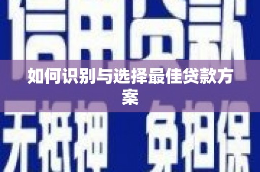 贞丰如何识别与选择最佳贷款方案
